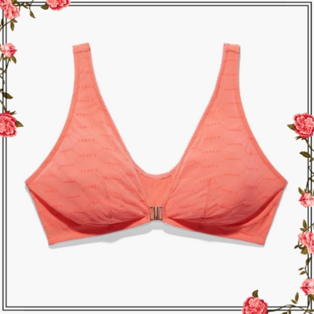 SavageXFenty Flocked Logo Bralette - 3X - watermelon pink - NWOT